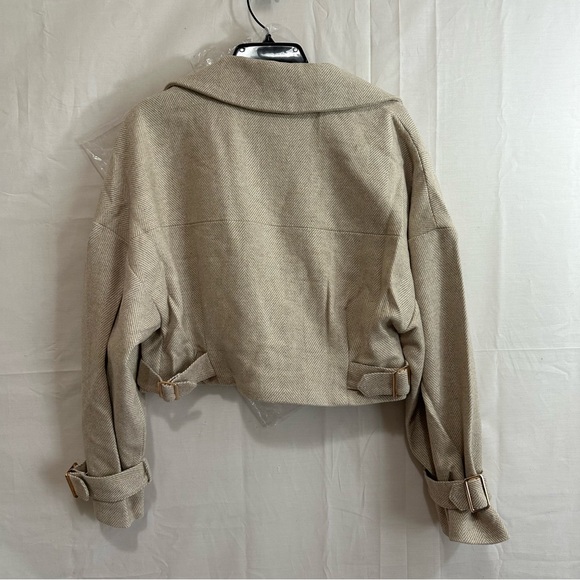 Royalty by Maluma Cream Herribone Cropped Blazer Jacket Size Small - Picture 5 of 7